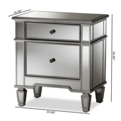 Sussie Hollywood Regency Glamour Style Mirrored 2 - Drawer Nightstand - Baxton Studio -Outlet Baxton Studio Store GUEST 22bee592 762b 48fd bcb7 d41cf30c7a94