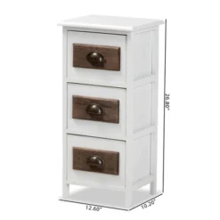 Fanning Two-Tone Wood 3 Drawer Storage Unit White/Brown - Baxton Studio -Outlet Baxton Studio Store GUEST 22dcec4e 5adb 4b96 a63e d4d7ccd9332b
