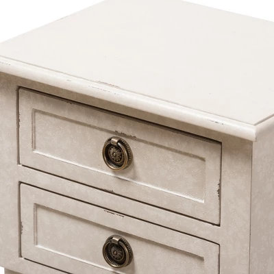 Lenore Country Cottage Farmhouse 2 Drawer Nightstand White - Baxton Studio 4 Lenore Country Cottage Farmhouse 2 Drawer Nightstand White - Baxton Studio - Image 4
