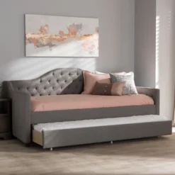 Twin Perry Modern And Contemporary Fabric Daybed With Trundle Light Gray - Baxton Studio -Outlet Baxton Studio Store GUEST 23e87cb6 4503 4267 bff9 5fe77f597fa5