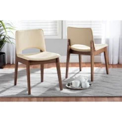 2pc Afton Faux Leather Upholstered And Wood Dining Chair Set - Baxton Studio -Outlet Baxton Studio Store GUEST 24c3eccd 2a9b 4d01 a586 860e1055bfee