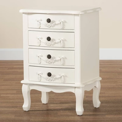Callen Wood 4 Drawer Nightstand White - Baxton Studio 8 Callen Wood 4 Drawer Nightstand White - Baxton Studio - Image 8