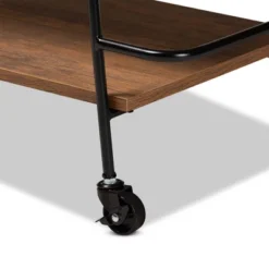 Small Bernard Rustic Industrial Metal And Wood 3 Tier Mobile Wine Bar Cart Black/Walnut - Baxton Studio -Outlet Baxton Studio Store GUEST 255e5a85 770c 457a b152 50b1f2961245
