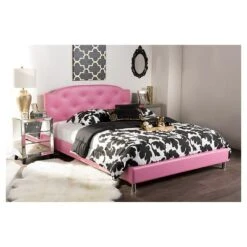 Queen Canterbury Modern And Contemporary Faux Leather Platform Bed Hot Pink - Baxton Studio -Outlet Baxton Studio Store GUEST 25b096a2 f81d 4f7a abba d818f0898ab3