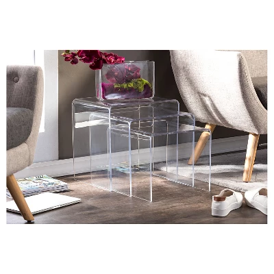 3pc Acrylic Nesting Table Set Display Stands - Baxton Studio 1 3pc Acrylic Nesting Table Set Display Stands - Baxton Studio