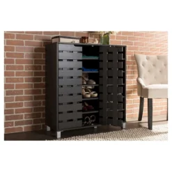 Shirley Modern And Contemporary Wood 2-Door Shoe Cabinet With Open Shelves - Dark Brown - Baxton Studio -Outlet Baxton Studio Store GUEST 262d7bd0 9b2e 4f36 873f c2a0b5a32aa0