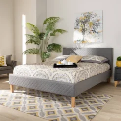 King Aneta Platform Bed Gray - Baxton Studio -Outlet Baxton Studio Store GUEST 26345312 4633 4fbd 9cd1 b75f5258376c
