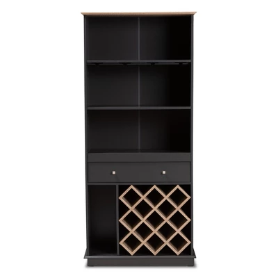 Baxton Studio Mattia And Oak Finished Wood Wine Cabinet Gray/Brown - BaxtonStudio 7 Baxton Studio Mattia And Oak Finished Wood Wine Cabinet Gray/Brown - BaxtonStudio - Image 7