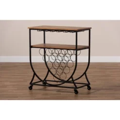 Dania Antique Vintage Industrial Metal And Wood Mobile Wine Bar Cart Black/Walnut - Baxton Studio 13 Dania Antique Vintage Industrial Metal And Wood Mobile Wine Bar Cart Black/Walnut - Baxton Studio -Outlet Baxton Studio Store GUEST 267fdb9b e323 446f 973f 561cf8ee4181