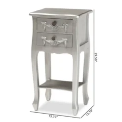 Eliya Brushed Wood 2 Drawer Nightstand Silver - Baxton Studio -Outlet Baxton Studio Store GUEST 26dace6e 6557 489c a603 9ccf5ea6883f