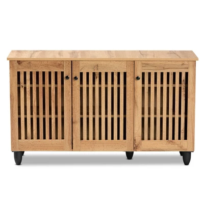 Fernanda Wood 3 Door Cabinet Oak Brown/Black - Baxton Studio 2 Fernanda Wood 3 Door Cabinet Oak Brown/Black - Baxton Studio - Image 2