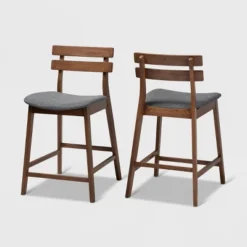 Set Of 2 Larine Wood Counter Height Barstools - Baxton Studio -Outlet Baxton Studio Store GUEST 277b7e75 5e99 4233 b24c 819950836d06