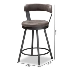 Set Of 2 Arcene Faux Leather Upholstered Pub Counter Height Barstools Gray/Black - Baxton Studio -Outlet Baxton Studio Store GUEST 278e4dc6 2e01 4ec5 8368 b56cc3f5022d