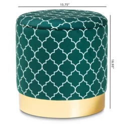 Serra Quatrefoil Velvet Upholstered Metal Storage Ottoman - Baxton Studio -Outlet Baxton Studio Store GUEST 2806acfc e30a 469a a656 e02485128890