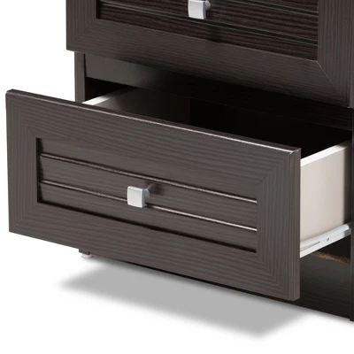 Carine Modern And Contemporary Finished 2 Drawer Nightstand Dark Brown - Baxton Studio 5 Carine Modern And Contemporary Finished 2 Drawer Nightstand Dark Brown - Baxton Studio - Image 5