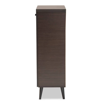 Salma Wood 2 Door Shoe Storage Cabinet Dark Brown - Baxton Studio 3 Salma Wood 2 Door Shoe Storage Cabinet Dark Brown - Baxton Studio - Image 3