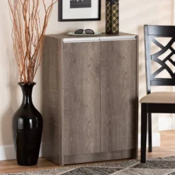 Langston Weathered Wood 2 Door Shoe Cabinet Oak - Baxton Studio -Outlet Baxton Studio Store GUEST 29e8eb39 11df 4a5f be57 e281a3f6aab2