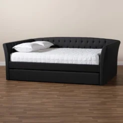 Delora Upholstered Daybed With Trundle - Baxton Studio -Outlet Baxton Studio Store GUEST 2a103558 69f7 471c 8356 4e1d44b511f7