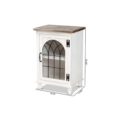 Faron Wood 1 Door Nightstand White/Oak Brown - Baxton Studio 7 Faron Wood 1 Door Nightstand White/Oak Brown - Baxton Studio - Image 7