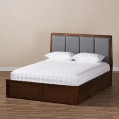 Brannigan Modern And Contemporary Fabric Upholstered Walnut Finished Storage Platform Bed Gray/Brown - Baxton Studio -Outlet Baxton Studio Store GUEST 2b26a489 92ba 40b5 8b59 40ab9ddd1f46