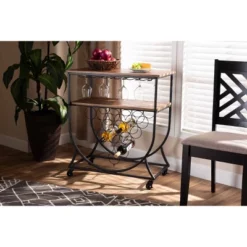 Dania Antique Vintage Industrial Metal And Wood Mobile Wine Bar Cart Black/Walnut - Baxton Studio 12 Dania Antique Vintage Industrial Metal And Wood Mobile Wine Bar Cart Black/Walnut - Baxton Studio -Outlet Baxton Studio Store GUEST 2c336a90 0772 4aae 87b4 b7b70e085c56
