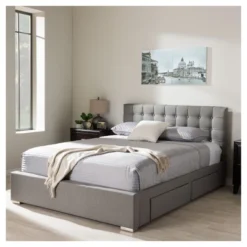 King Rene Modern And Contemporary Fabric 4-Drawer Storage Platform Bed Gray - Baxton Studio -Outlet Baxton Studio Store GUEST 2ca51e6e 53ef 454e a94b ecad41a08caa