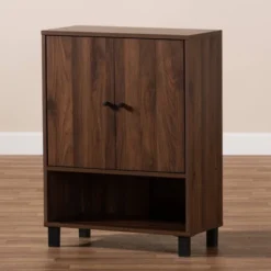 Rossin Walnut Finished 2 Door Wood Entryway Shoe Storage Cabinet Brown - Baxton Studio -Outlet Baxton Studio Store GUEST 2ca61211 f399 4aba bc3d b2430b3a6070