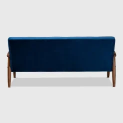 Sorrento Velvet Upholstered Wooden 3 Seater Sofa Navy Blue/Brown - Baxton Studio -Outlet Baxton Studio Store GUEST 2d58ab20 d8a2 4a0d 84d5 081406871841