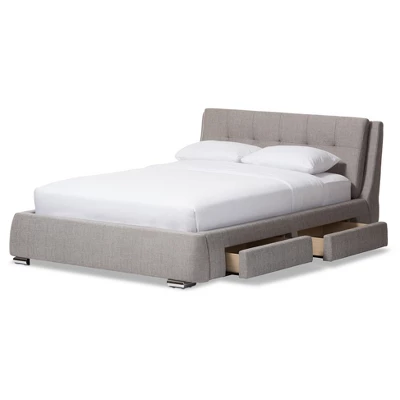 King Camile Modern And Contemporary Fabric Upholstered 4 Drawer Storage Platform Bed Gray - Baxton Studio 1 King Camile Modern And Contemporary Fabric Upholstered 4 Drawer Storage Platform Bed Gray - Baxton Studio