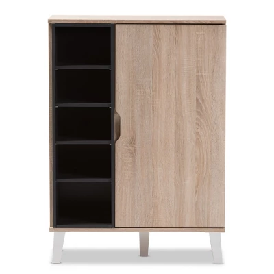 Adelina Mid - Century Modern 1 - Door Wood Shoe Cabinet - Brown - Baxton Studio 2 Adelina Mid - Century Modern 1 - Door Wood Shoe Cabinet - Brown - Baxton Studio - Image 2