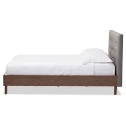 Alinia Mid-Century Retro Modern Fabric Upholstered Walnut Wood Platform Bed - Queen - Baxton Studio -Outlet Baxton Studio Store GUEST 2fa11334 7269 40ff b844 0a4e9c81de74