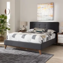 Valencia Mid - Century Modern Fabric Platform Bed - Baxton Studio -Outlet Baxton Studio Store GUEST 2fc65860 8901 4708 8da7 98f168963ede