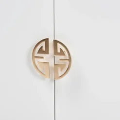 Kamana Two-Tone Wood And Metal 2 Door Storage Cabinet White/Gold/Oak Brown - Baxton Studio -Outlet Baxton Studio Store GUEST 3035f70e 2aa4 40bb a76a 21d38a6cbc7c