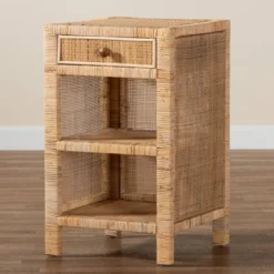 Bella Mahogany Wood And Natural Rattan 1 Drawer Nightstand Natural Brown - Baxton Studio -Outlet Baxton Studio Store GUEST 30afd8a8 d21b 4690 b3f3 ea50ad85ff4d