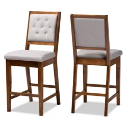 2pc Gideon Fabric Upholstered And Wood Counter Height Barstool Set - Baxton Studio -Outlet Baxton Studio Store GUEST 31185456 0561 4875 8bf7 972a2ca3028c