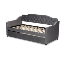 Freda Velvet Fabric Upholstered Button Tufted Daybed With Trundle - Baxton Studio -Outlet Baxton Studio Store GUEST 3131de00 84f6 4629 887f c6be37ae13fa