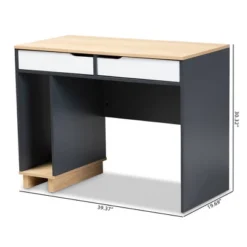 Reed 2 Drawer Wood Computer Desk - Gray/White - Baxton Studio -Outlet Baxton Studio Store GUEST 3196d1c5 6531 4f51 b1de 83a1acb37c90