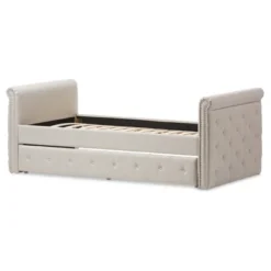 Twin Swanson Modern And Contemporary Fabric Tufted Daybed With Roll-Out Trundle Guest Bed - Baxton Studio -Outlet Baxton Studio Store GUEST 31b87c66 ad1d 43cb 8ff5 70f18838abe1