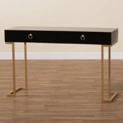 Beagan Wood And Metal 2 Drawer Console Table Black/Gold - Baxton Studio -Outlet Baxton Studio Store GUEST 31cf1c58 33fa 4c8a 971b 8fc55347af77