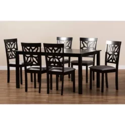7pc Dallas Fabric Upholstered And Wood Dining Set - Baxton Studio -Outlet Baxton Studio Store GUEST 31d98c4d 15b0 40f3 a8a1 15be659aaf9d