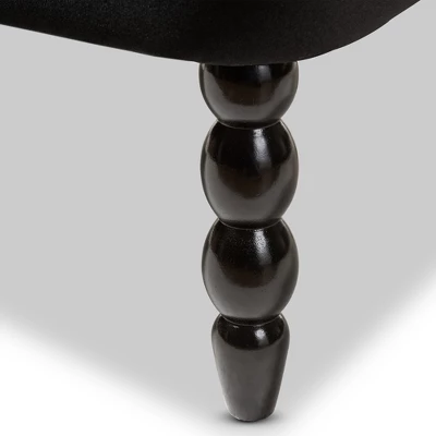 Flax Victorian Style Contemporary Velvet Fabric Upholstered 2 Seater Loveseat Black - Baxton Studio 7 Flax Victorian Style Contemporary Velvet Fabric Upholstered 2 Seater Loveseat Black - Baxton Studio - Image 7