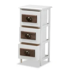 Fanning Two-Tone Wood 3 Drawer Storage Unit White/Brown - Baxton Studio -Outlet Baxton Studio Store GUEST 32ad6a9f 3c7b 4c6f 97ce cced4241c60d