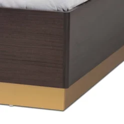 Queen Arcelia Two-Tone Wood Platform Bed Walnut Brown/Gold - Baxton Studio -Outlet Baxton Studio Store GUEST 333be5b2 8a60 4c47 83d7 7dcb74752a3a