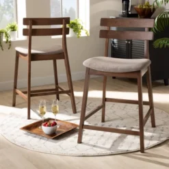 Set Of 2 Larine Wood Counter Height Barstools - Baxton Studio -Outlet Baxton Studio Store GUEST 33a844c2 3ce7 4822 b316 7188095d8a92