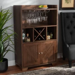 Carrie Walnut Finished Wood Wine Storage Cabinet Walnut - Baxton Studio -Outlet Baxton Studio Store GUEST 33a9666e ee8f 4ff4 a0f8 3db227968175