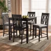 5pc Darcie Upholstered Wood Pub Counter Height Dining Set Gray/Espresso - Baxton Studio