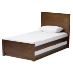 Twin Catalina Modern Classic Mission Style Finished Wood Platform Bed With Trundle - Baxton Studio -Outlet Baxton Studio Store GUEST 3507892b b81b 4b79 b844 5dc1f9d1915a