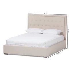 Queen Taylor Modern And Contemporary Fabric Upholstered Gas Lift Platform Bed Light Beige - Baxton Studio 17 Queen Taylor Modern And Contemporary Fabric Upholstered Gas Lift Platform Bed Light Beige - Baxton Studio -Outlet Baxton Studio Store GUEST 351f3714 f743 43a6 a445 acbe29346323