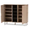 Adelina Mid - Century Modern 2 - Door Wood Shoe Cabinet - Brown - Baxton Studio