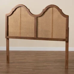 Hazel Vintage Wood And Synthetic Rattan Arched Headboard Walnut - Baxton Studio -Outlet Baxton Studio Store GUEST 3536bf50 d477 4fbf 8471 95e0ba813b43
